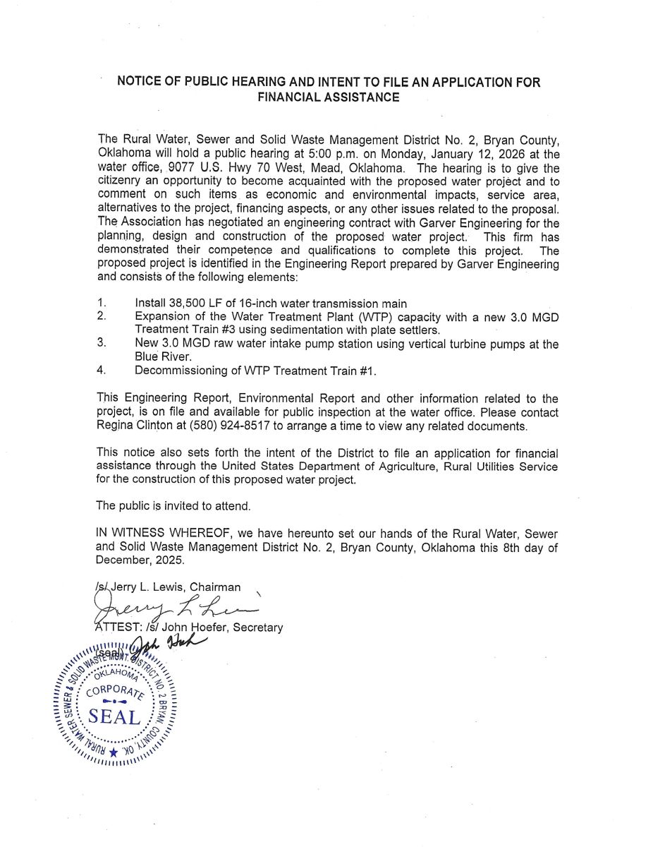 Notice of Public Hearing